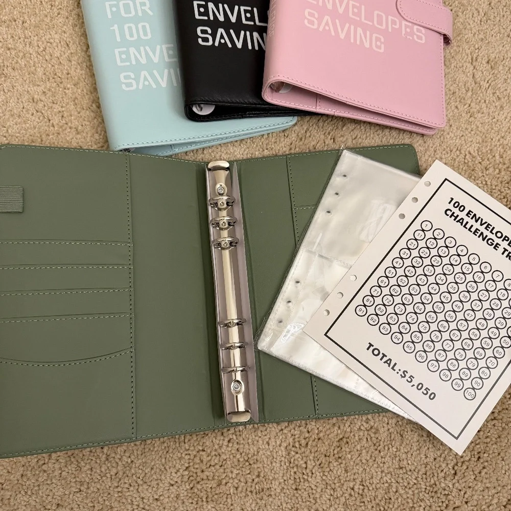 GREEN 100 Money Savings Challenge A5 Money Binder Book Money Budget Book Budget